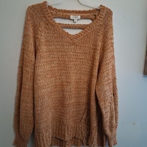 Umgee Women's V-Neck Sweater in Tan